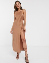 Thumbnail for your product : ASOS DESIGN one shoulder midaxi dress in satin with drape back