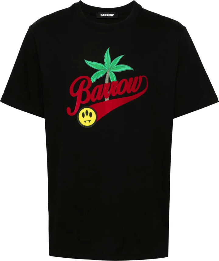 BARROW palm-tree printed cotton T-shirt
