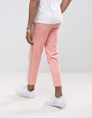 ASOS Skinny Smart Pants With Tux Stripe In Pink