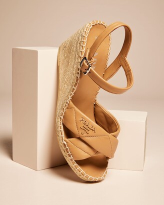 Prada Nappa Leather Espadrille Wedge Sandals - ShopStyle