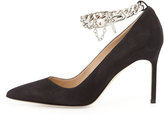 Thumbnail for your product : Manolo Blahnik BB Chain 90mm Suede Pump, Gray