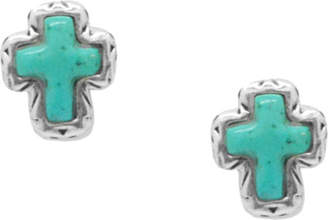 Barse Genuine Turquoise Cross Stud Earring SILHE15T01S (Women's)