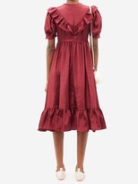 Thumbnail for your product : Batsheva May Ruffled Moiré Midi Dress - Burgundy