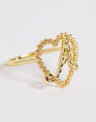 Reclaimed Vintage inspired gold plated A initial ring