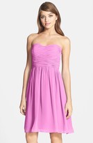 Thumbnail for your product : Donna Morgan 'Sarah' Strapless Ruched Chiffon Dress (Regular & Plus Size)