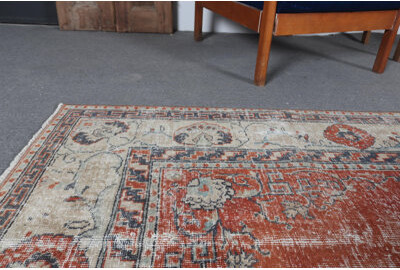 Charlton Home Vintage Turkish Oushak Runner Rug in Red - Boho Chic Wool Decor for Stairs and Hallways