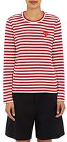 Thumbnail for your product : Comme des Garcons PLAY Women's Heart Striped Cotton T-Shirt - Red, White
