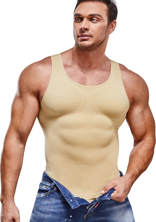 SOLCYSX Compression Shirt for Men Slimming Undershirt Body Shaper Tank Top  for Gynomastica Sleeveless Shapewear Vest Men - ShopStyle