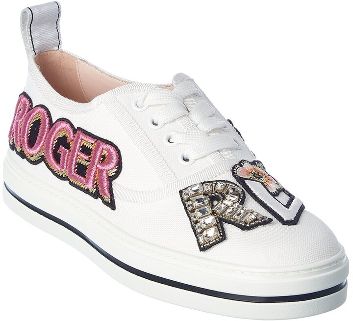 Roger Vivier Call Me Vivier Patch Canvas & Leather Sneaker