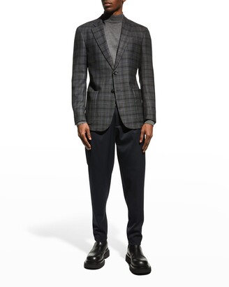 grey plaid blazer men