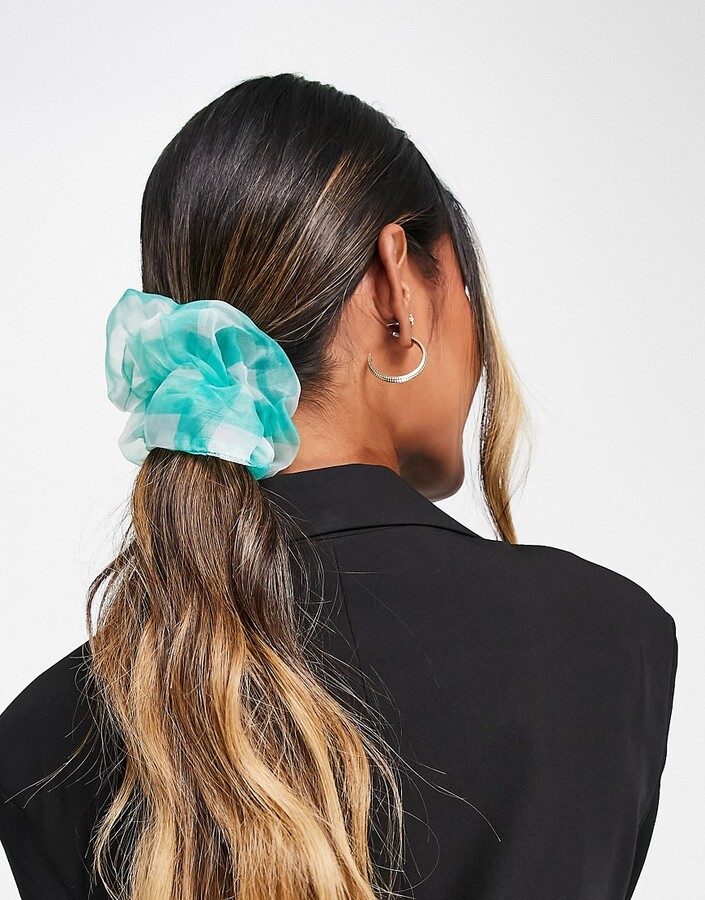 Topshop sheer oversized scrunchie in green plaid - ShopStyle Hair  Accessories