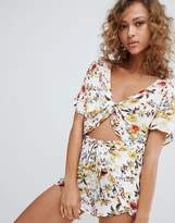 Thumbnail for your product : Pull&Bear coord floral tie detail top
