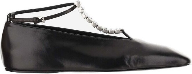 Jil Sander Embellished Ankle Strapped Ballerina Shoes