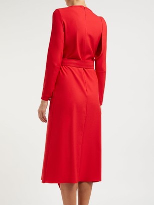Osman Ellen Draped Crepe Dress - Red