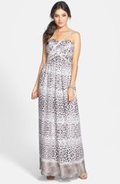 Thumbnail for your product : Ivanka Trump Embellished Print One-Shoulder Chiffon Gown