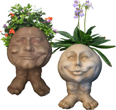 Muggly's 2 Piece Papa John and Mama Petunia Face Statue Set