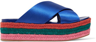 Miu Miu Satin Platform Sandals - Bright blue
