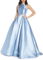 Thumbnail for your product : Mac Duggal Jeweled Waist Satin Twill Evening Dress