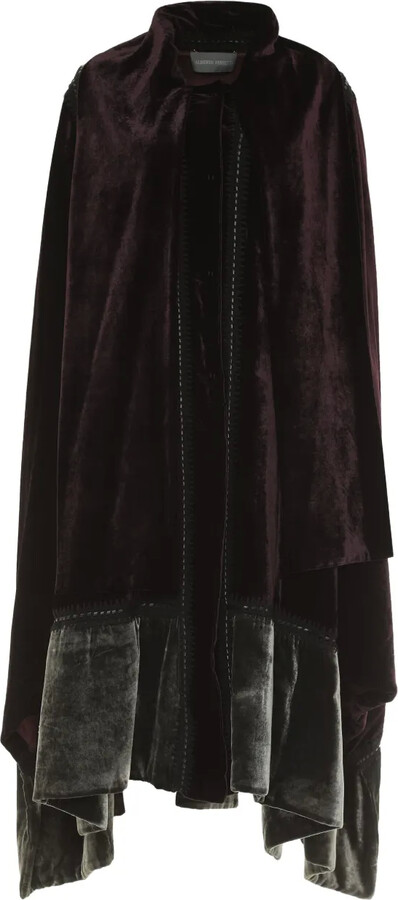 Alberta Ferretti Velvet Ruffled Cape