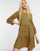 Thumbnail for your product : Maurie & Eve QED London soft touch tiered mini smock dress in micro-floral