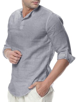 Mens Grey Linen Shirt | Shop the world’s largest collection of fashion ...