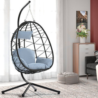 Dakota Fields Karr Steel Swing Chair PE Wicker Hanging Egg Chair Hanging  Basket Chair Hammock Chair With Stand - ShopStyle