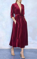 Thumbnail for your product : Luisa Beccaria Three-Quarter Sleeve Velvet Midi Dress