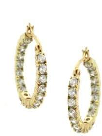 Lord & Taylor Gold Over Sterling Silver Hoop Earrings with Cubic Zirconia Embellishments