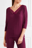 Thumbnail for your product : Calvin Klein Underwear Sculpted Mesh-trimmed Stretch-modal Pajama Top