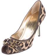 Thumbnail for your product : Dolce & Gabbana Peep-Toe Leopard Print Pumps