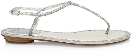 Rene Caovilla Diana Crystal-Embellished Leather Thong Sandals - ShopStyle Pumps