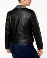 Thumbnail for your product : MICHAEL Michael Kors Size Faux-Leather Studded Biker Jacket