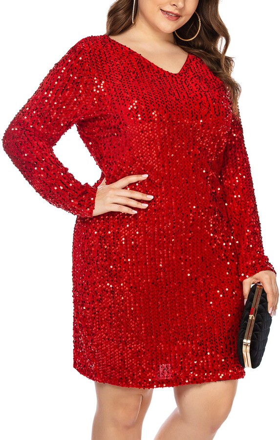 plus size red sequin gown