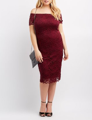 Charlotte Russe Plus Size Off-The-Shoulder Lace Dress