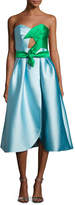 Thumbnail for your product : Milly Haley Strapless Double-Face Satin Cocktail Dress, Blue