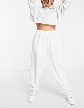 Skinnydip Curve x Jade Thirlwall trackies with trash diamante slogan co-ord in white