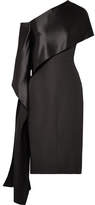 Narciso Rodriguez - One-shoulder Hammered Satin-trimmed Silk-crepe Midi Dress - Black
