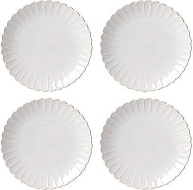 French Perle Scallop Dinner Plates Set of 4