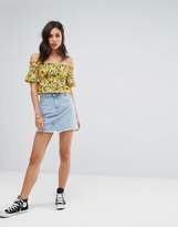 Thumbnail for your product : Missguided Tropical Print Shirred Waist Bardot Top