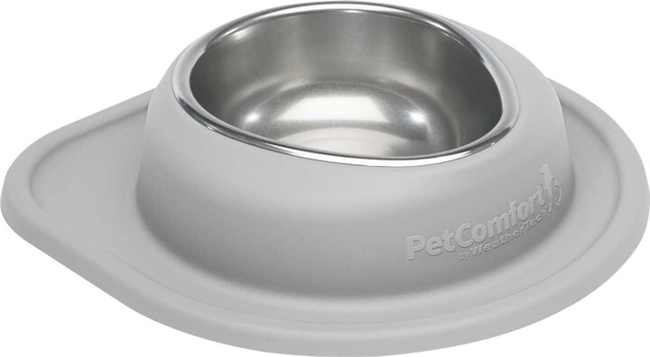 WeatherTech Single Low Stainless Steel Cat & Dog Pet Feeding System, Light Grey, 32-oz/3-in
