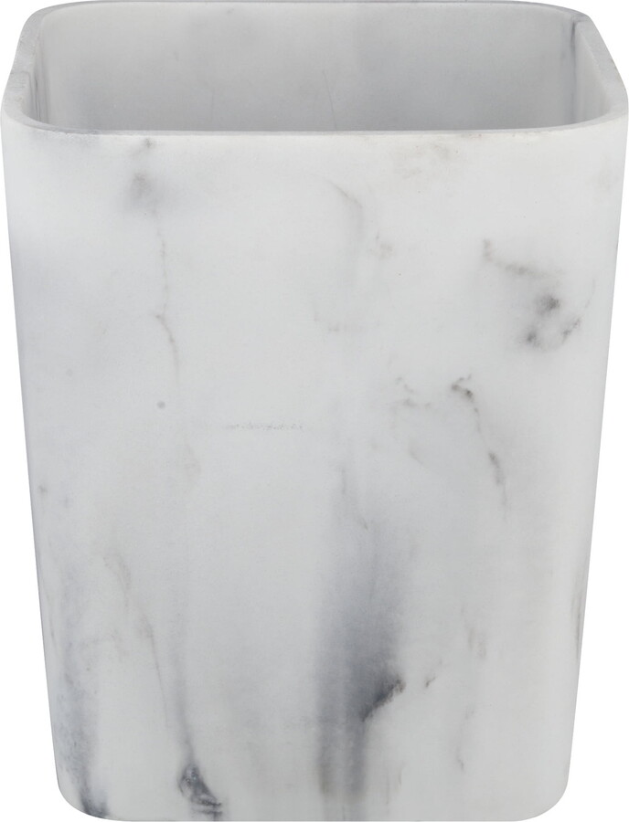 Better Homes & Gardens Faux Marble Wastebasket, White
