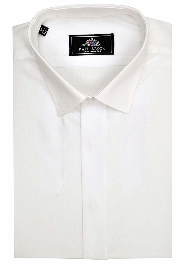 Rael Brook Mens Formal Plain Fly Shirt in White in Collar 15 - ShopStyle