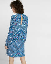 Thumbnail for your product : Express Geometric Floral Print Teardrop Cut-Out Shift Dress