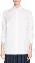 Thumbnail for your product : Button-Front Drawstring-Sleeve Poplin Shirt