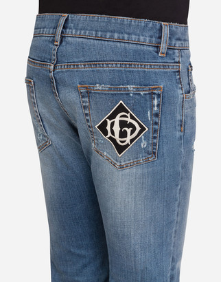 Dolce & Gabbana Slim-Fit Stretch Jeans With Patch