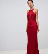 Thumbnail for your product : Little Mistress Tall satin maxi dress with keyhole and gathered detail