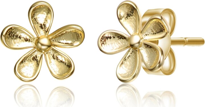 Rachel Glauber 14K Gold Plated Flower Earrings