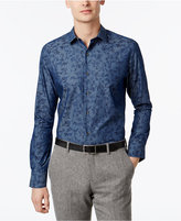 Thumbnail for your product : Bar III Men's Slim-Fit Indigo Leaf Print Dress Shirt, Only at Macy's