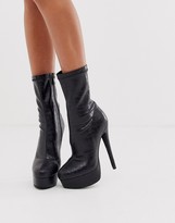Thumbnail for your product : Simmi Shoes Simmi London Scandal black croc platform boots