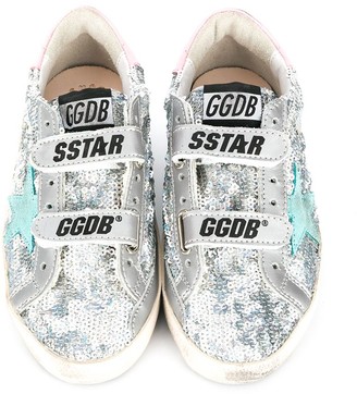 Golden Goose Kids Distressed Sequin Trainers With Star Patches